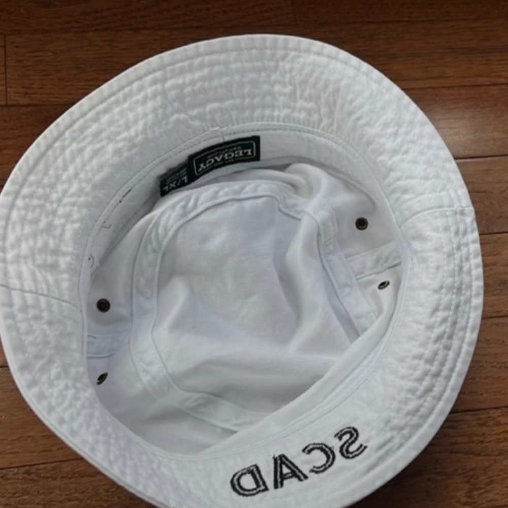 SCAD bucket hat in white and black and yellow - Picture 3 of 3